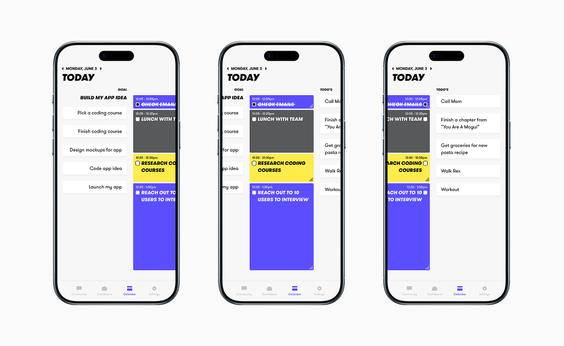 Calendar feature screen